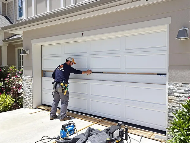Hollywood Garage Door Repair team performing complete garage door replacement at Hollywood residence