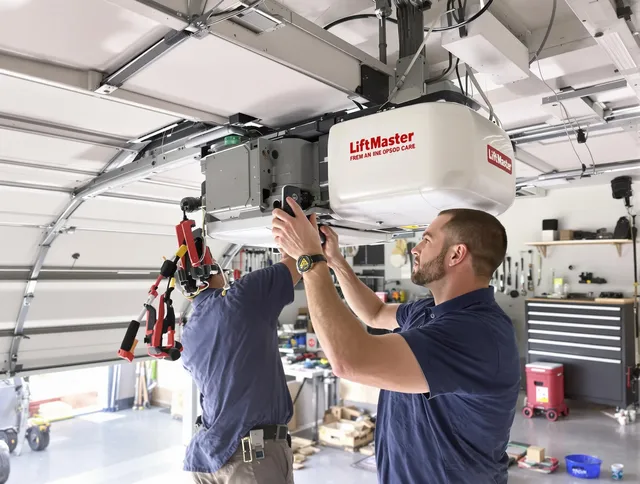Hollywood Garage Door Repair technician performing advanced diagnostics on garage opener in Hollywood